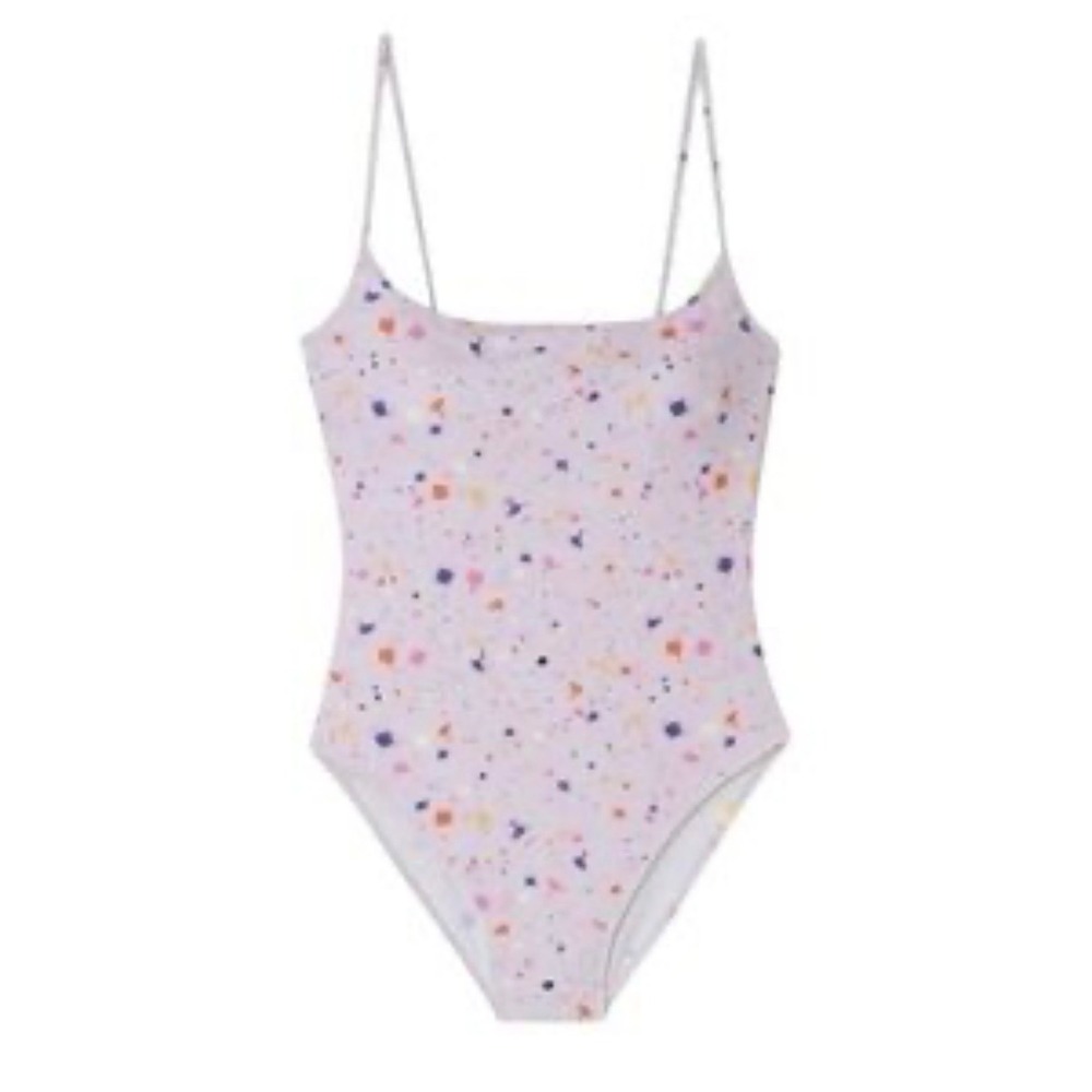 Summersalt Womens The Perfect High Leg Swimsuit 10 Paint Splatter Lilac Beach